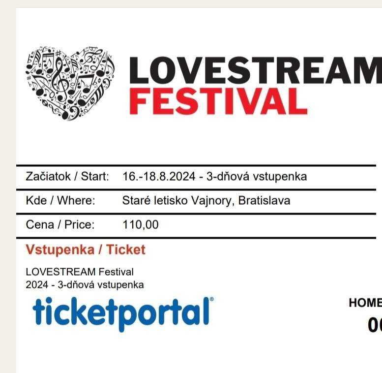 Lovestream 3 dňový lístok
