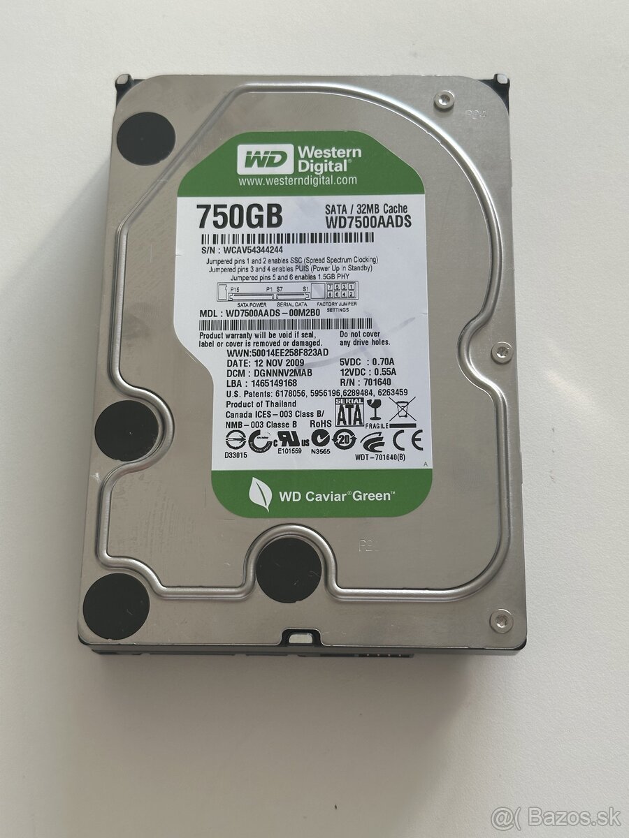 HDD disky 2.5, 3.5 palca 250Gb-750 GB