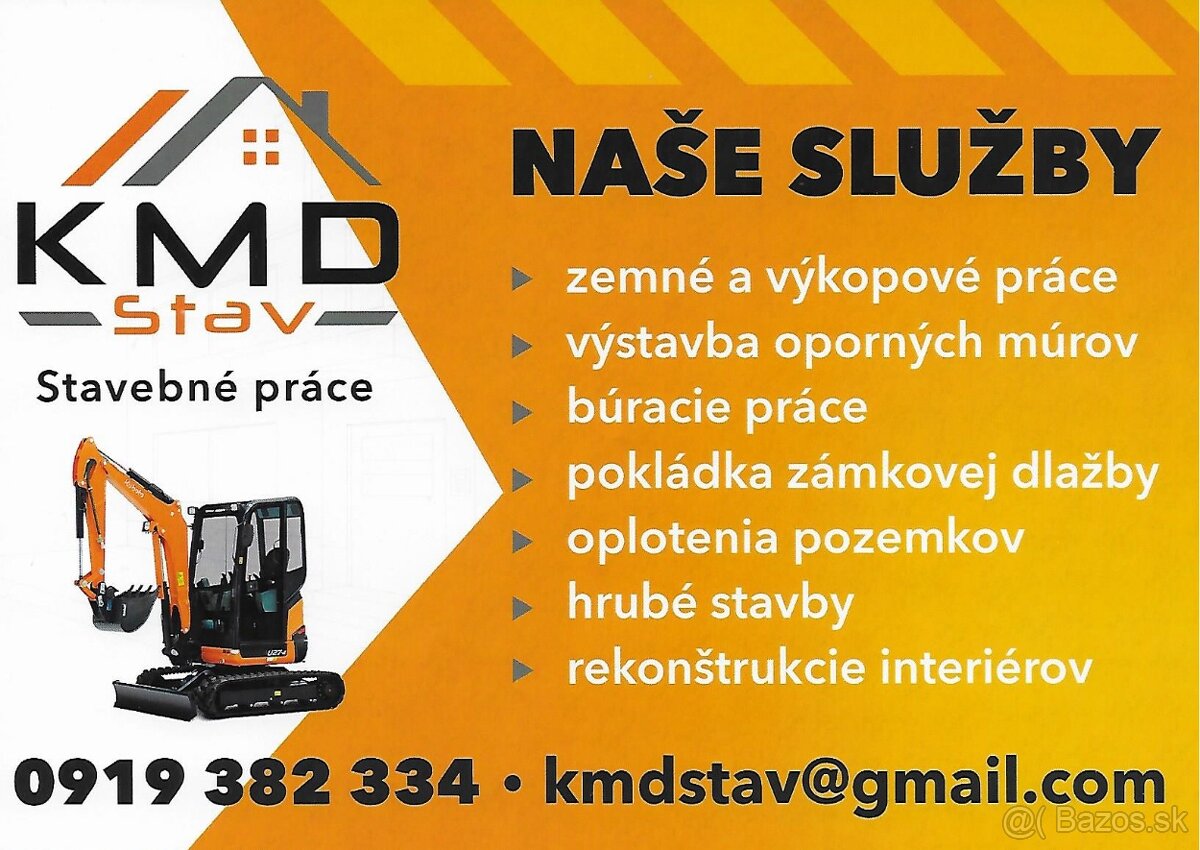 Stavebné, zemné a výkopové prace, nákladná doprava