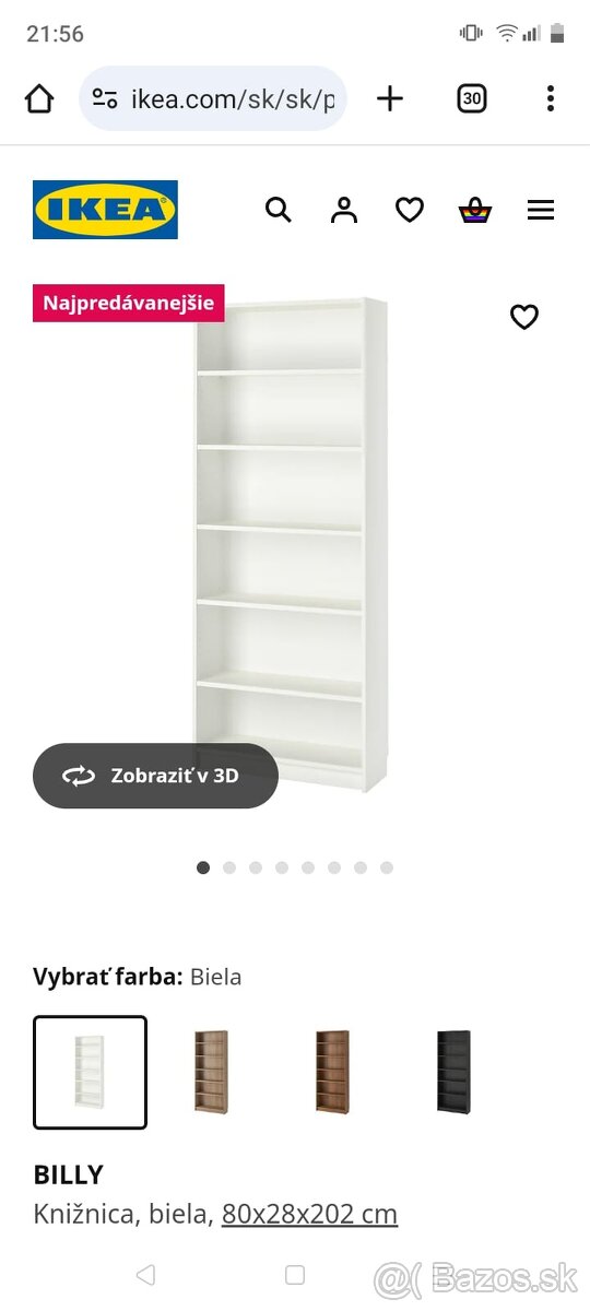 Ikea knižnica Billy