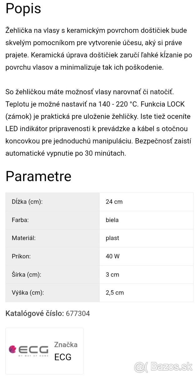 ECG zehlicka na vlasy