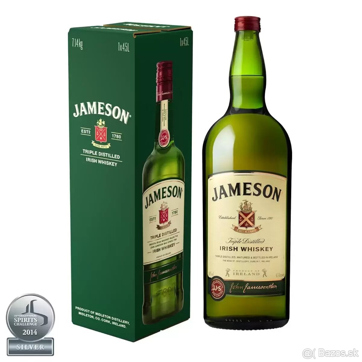 FĽAŠA JAMES-ON 4,5l IRISH WHISKEY