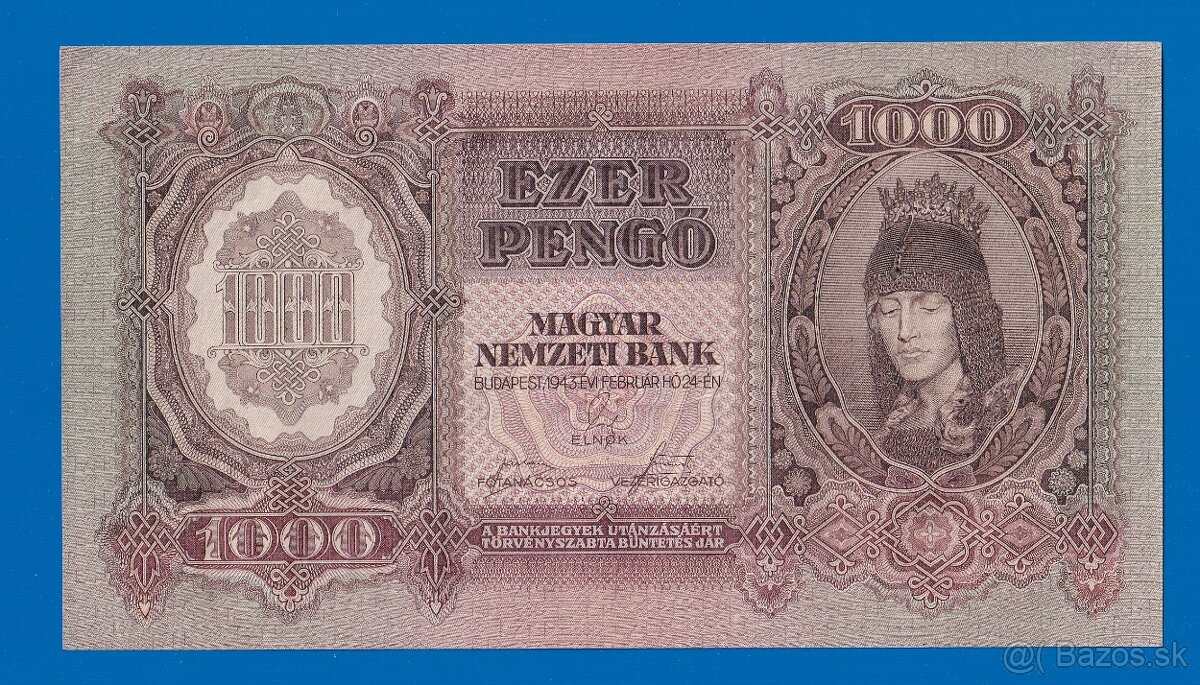 Bankovka 1000 Pengo 1943 UNC/aUNC