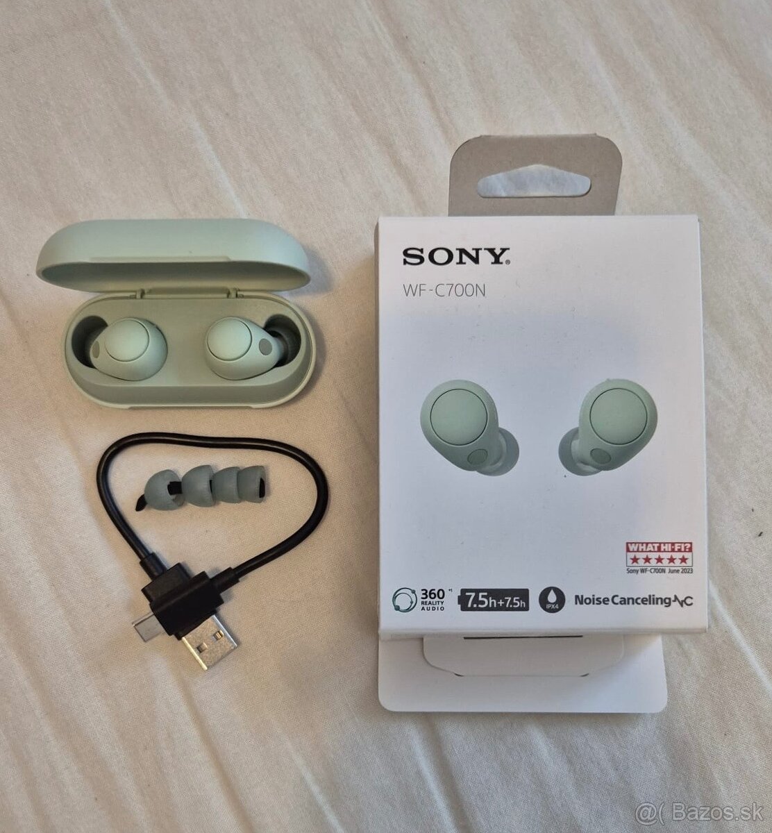 Sony Noise Cancelling WF-C700N, zelené