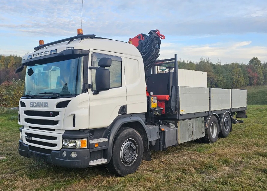 8720 - Scania P410 - 6x2 - Valník + HR-PALFINGER PK 27001-EH