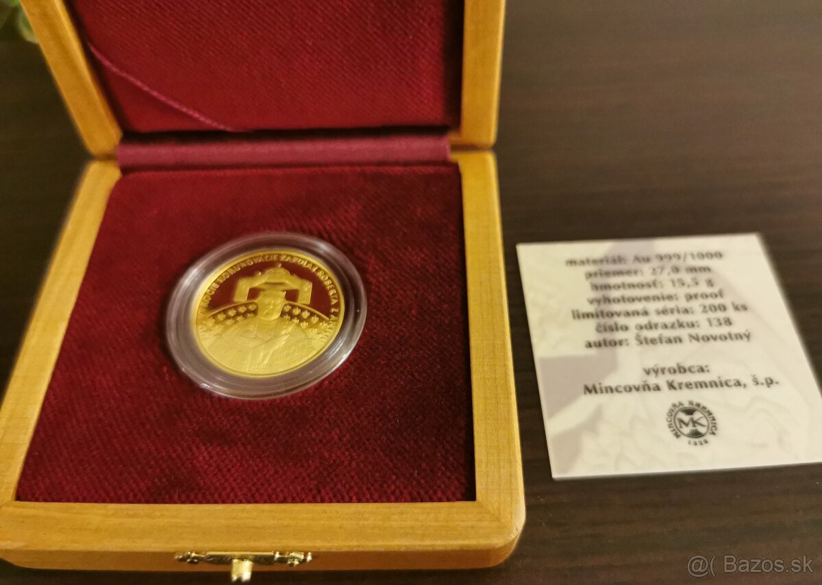 Predám- Medailu Au-700.vyročie Korunovácie Karola I. Róberta