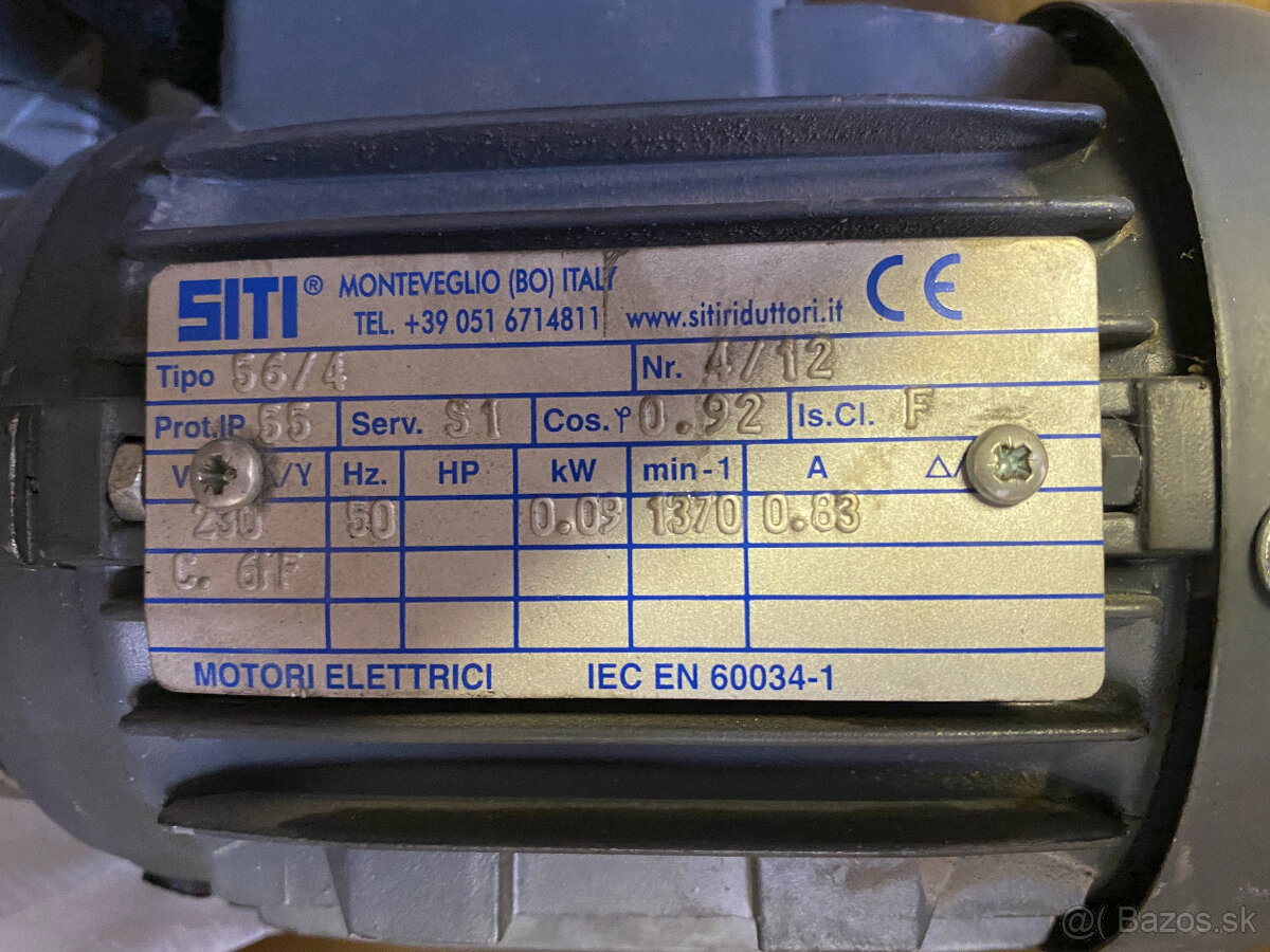 Elektro motor s dvoma prevodovkami SITI Riduttori Italy 90W