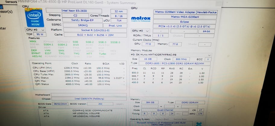 Server  2x Intel XEON E5-2650