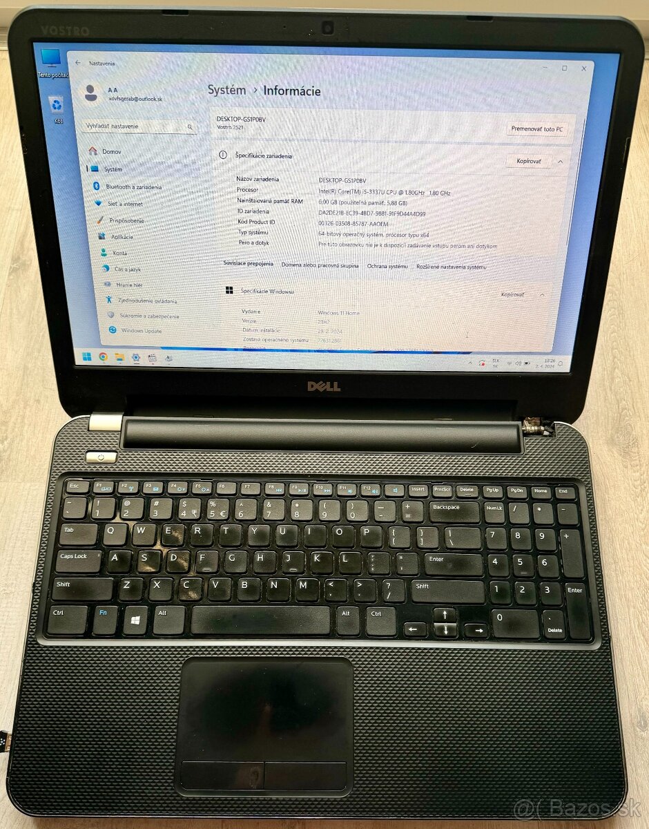 DELL Vostro 2521, Core i5, 6GB, 750GB, 2X GPU, 15.6", WIN 11