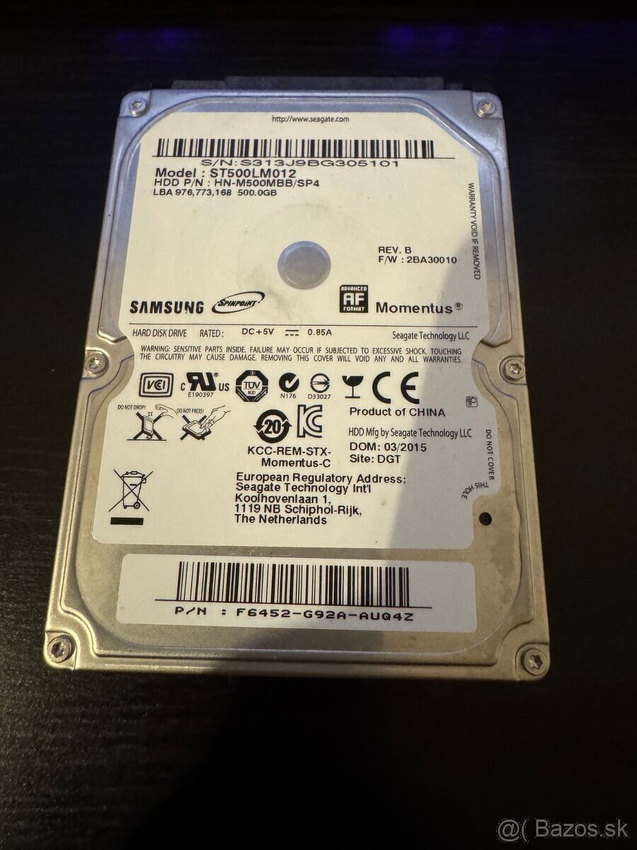 Predam 2.5" 500gb ST500LM012 SAMSUNG