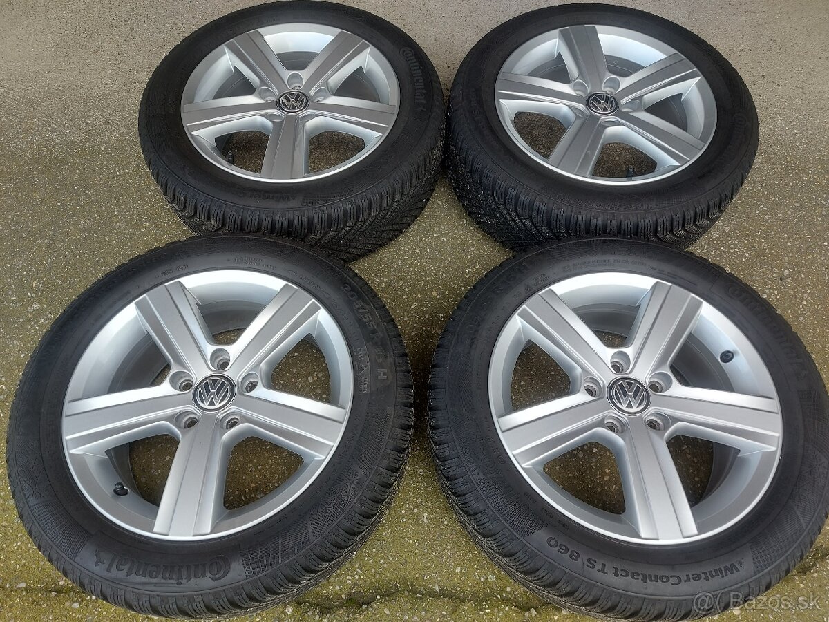 5x112R16 elektrony orig.VW-205/55R16 CONTINENTAL zimne pneu