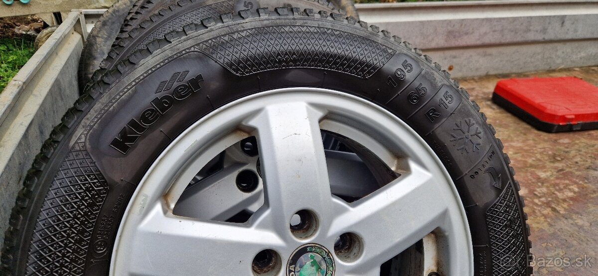 Zimná sada Alu Škoda 5x100 R15. Pneu 195/65 R15