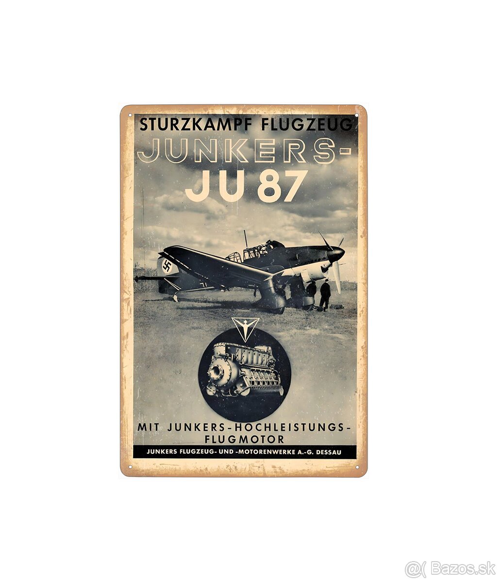 plechová cedule: JUNKERS - reklama na motor pro JU 87