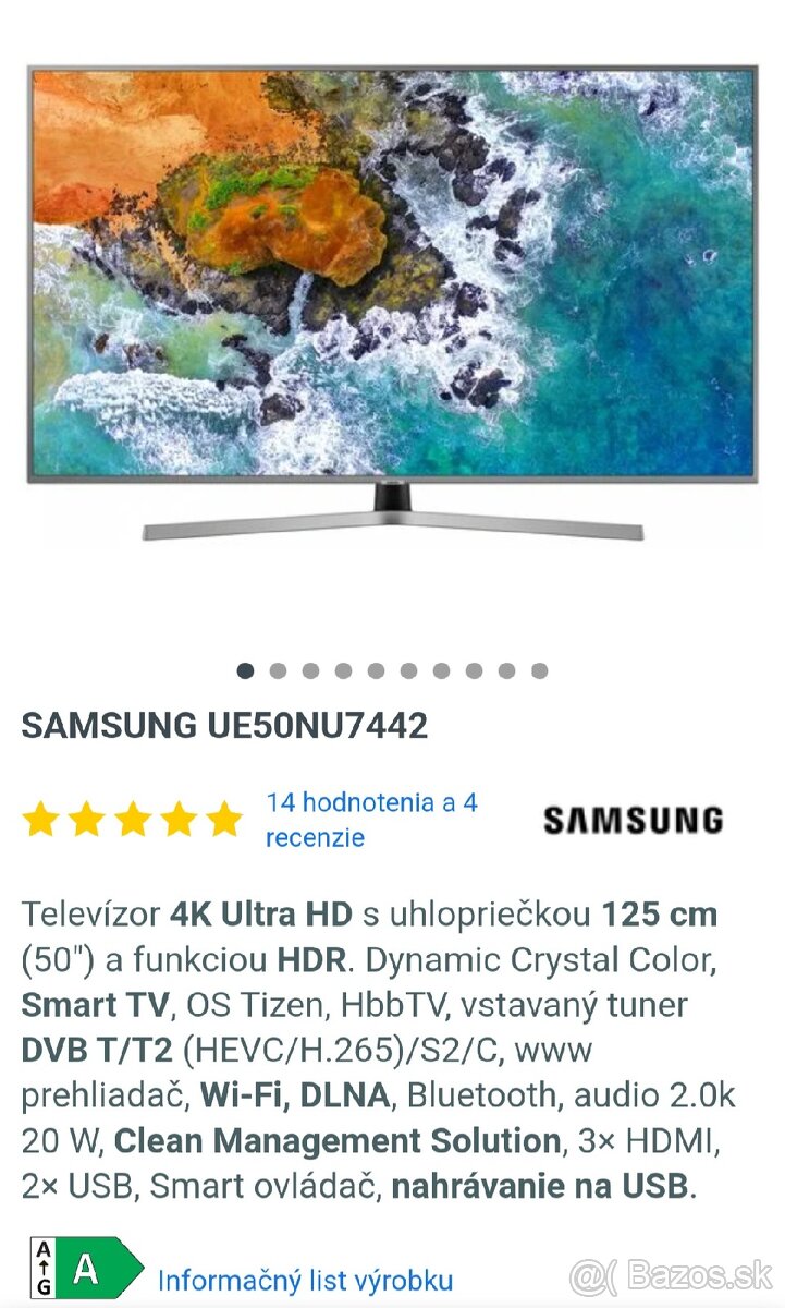 Predam SMART televizor SAMSUNG 50"