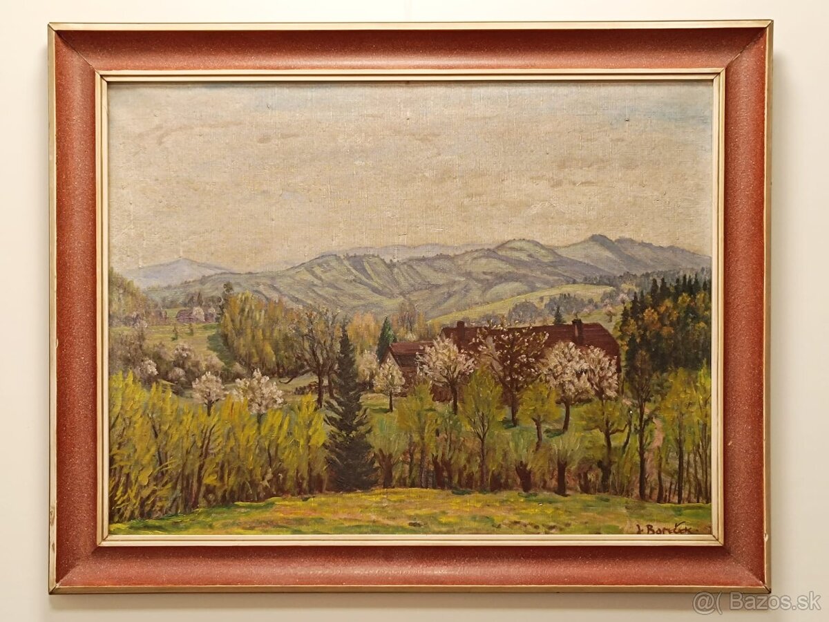 Obraz Josef Boreček, Valašské kopce, olej na plátně 95x80