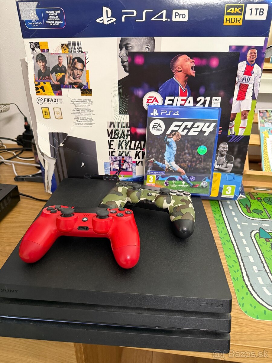 PS4 Pro 1TB 2x dual shock + Fifa 24.