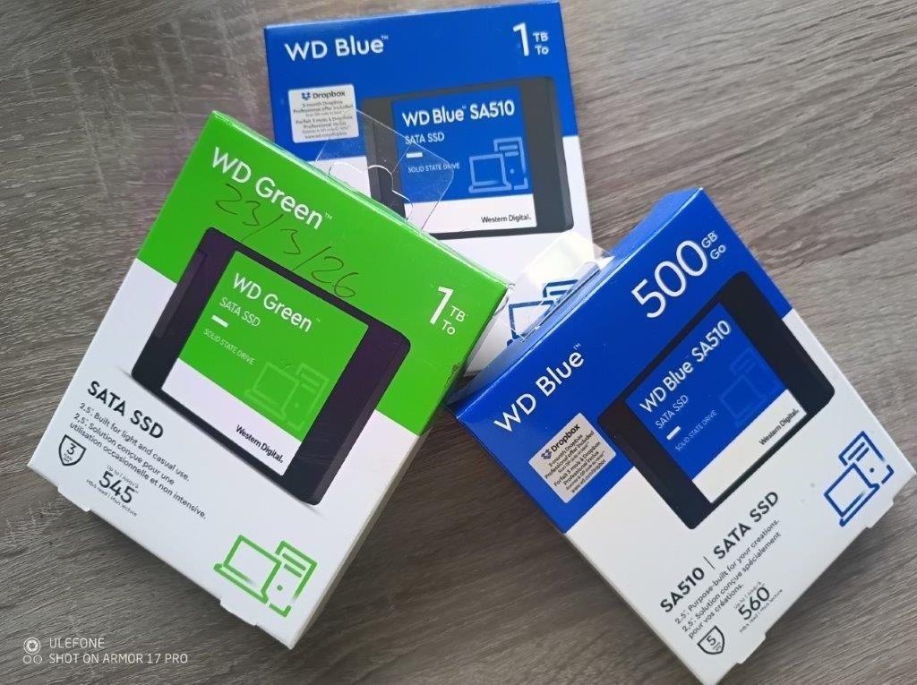 WD Green/Blue 240GB, 500GB, 1TB SSD 2,5" Zaruka 06/2029 Nov