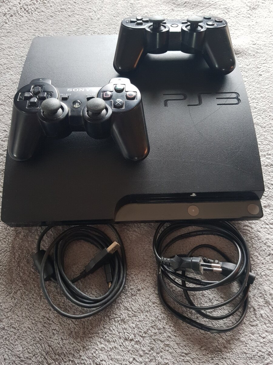 PS3 Playstation 3 slim + 2x ovládač + 28x hra