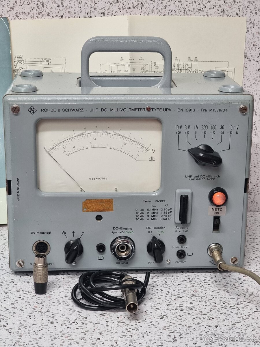 UHF-DC-MILLIVOLTMETER / R&S URV / Rohde Schwarz / BN 10914