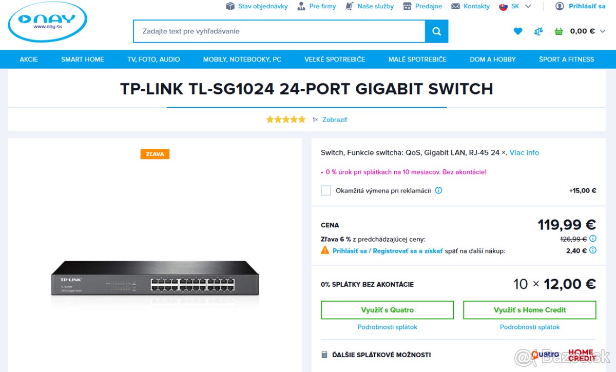 SWITCH 24 port RACK SG1024