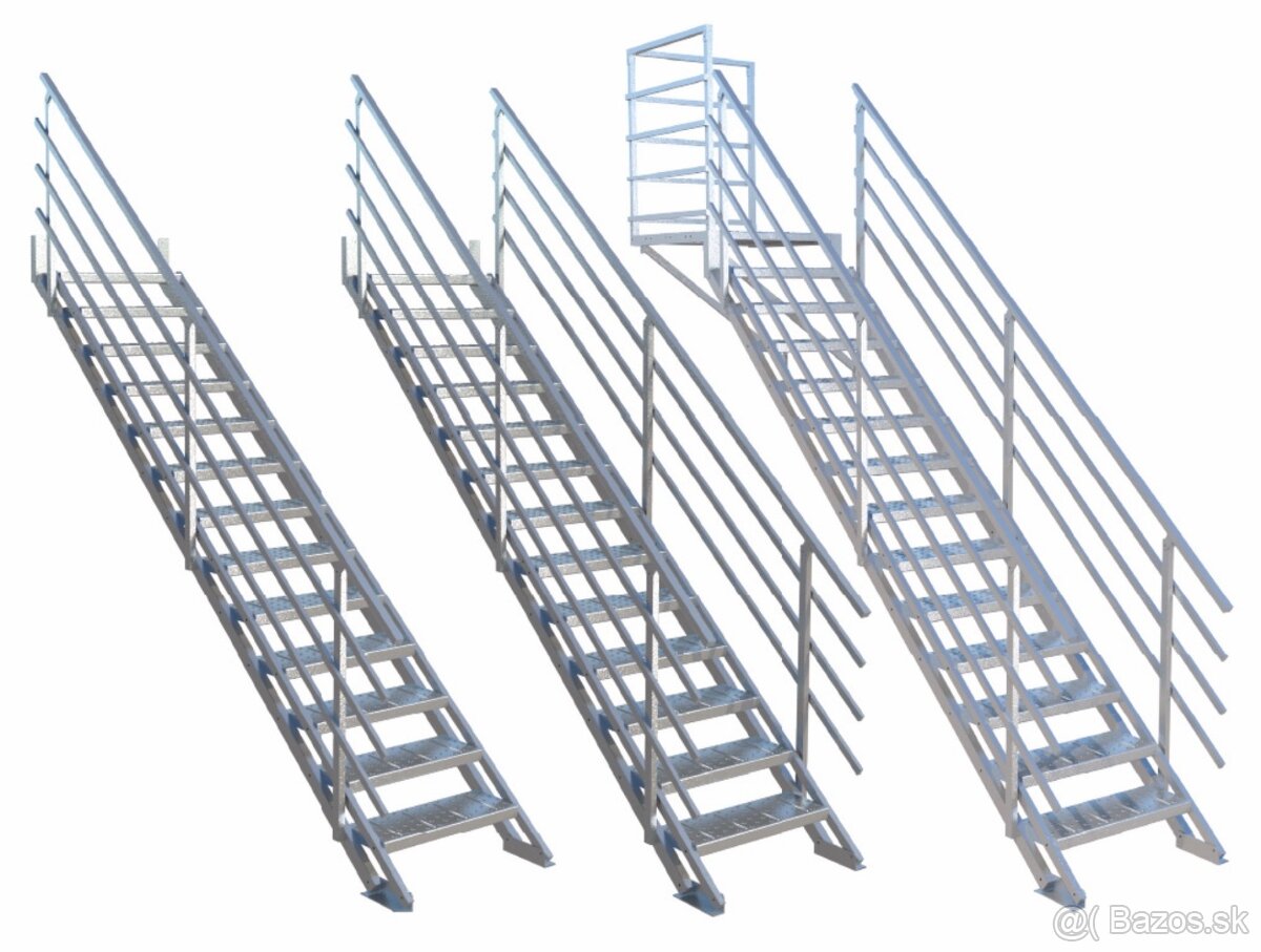 Exteriérové modulové kovové schody v pozinku