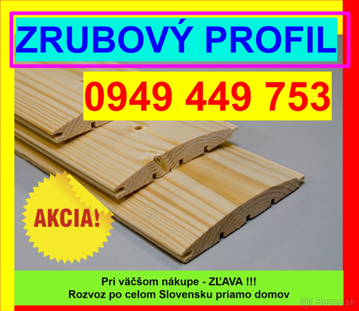 #403 Zrubový profil, Pologuľatý profil, Palubky 0949449753