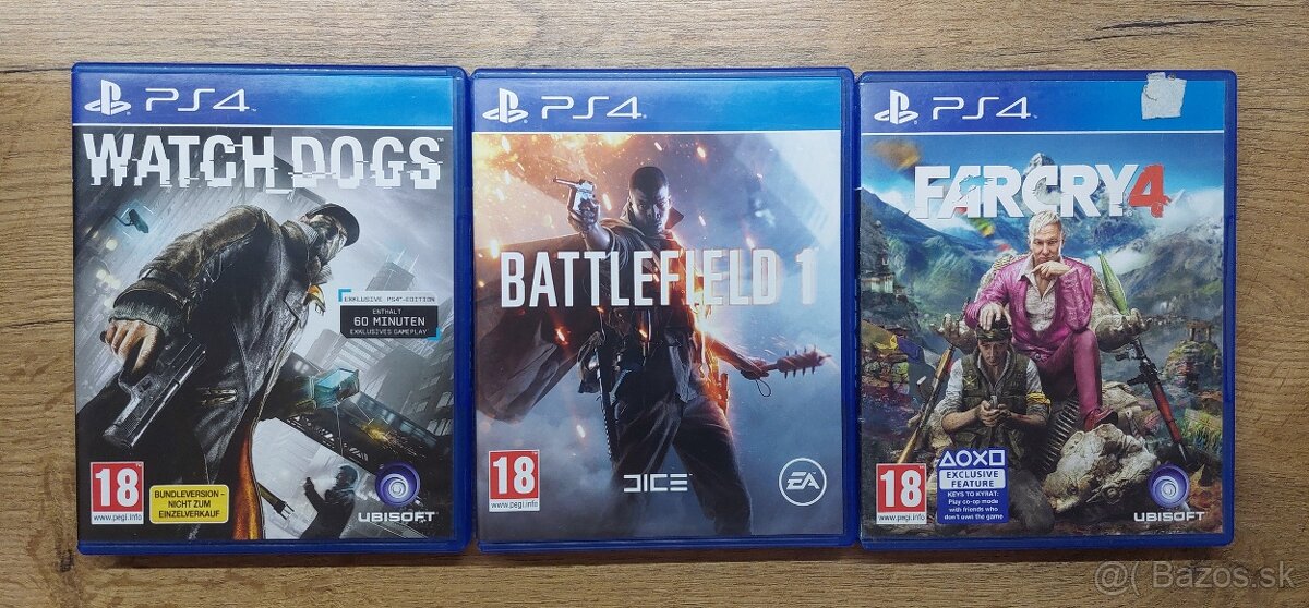 Watch Dogs ,Battlefield 1 a Far Cry 4 PS4