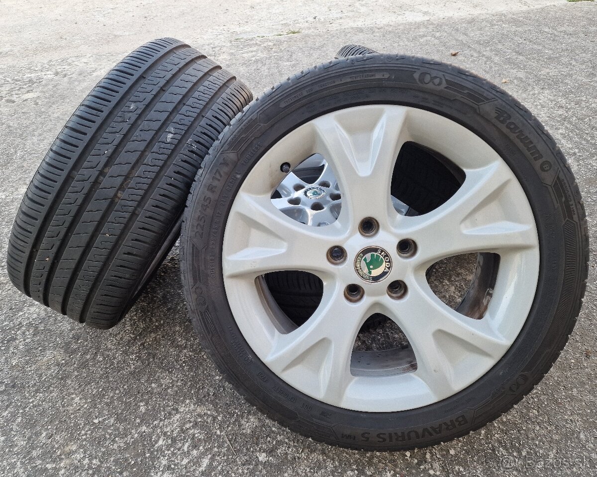 HLINÍKOVÉ DISKY ŠKODA 5x112 R17 S PNEU 225/45 R17