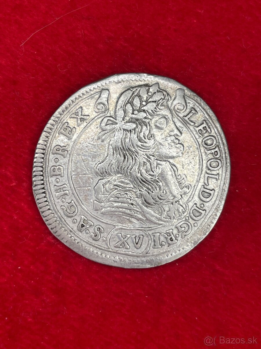 Strieborný 15 Grajciar - Leopold I 1678 B(Kremnica)