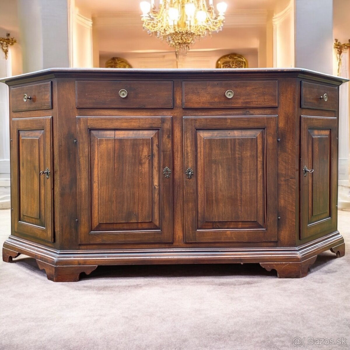 Rustikálna veľká masívna komoda - sideboard, S191xV99xH48