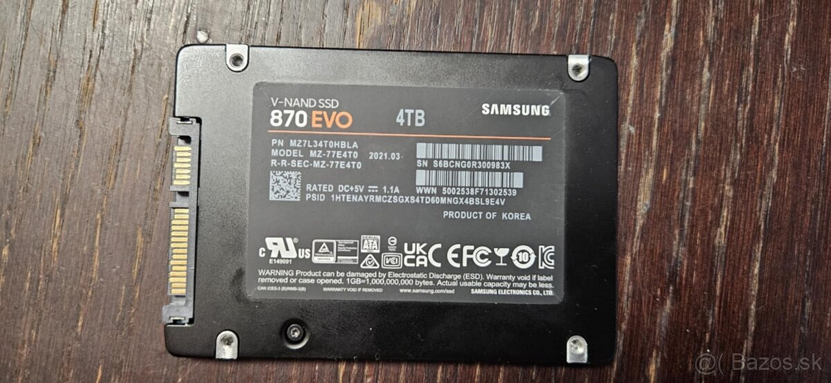 SSD Samsung 850 EVO 4TB 2.5" SATA3 / 4000 GB /