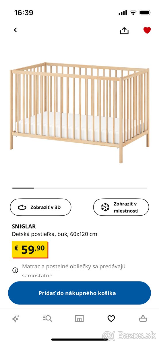 Detska postielka IKEA SNIGLAR
