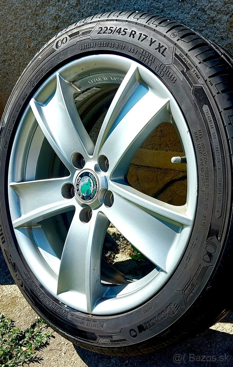 Hlinikove disky, R17, 5x112, Skoda,Kompletna letna sada