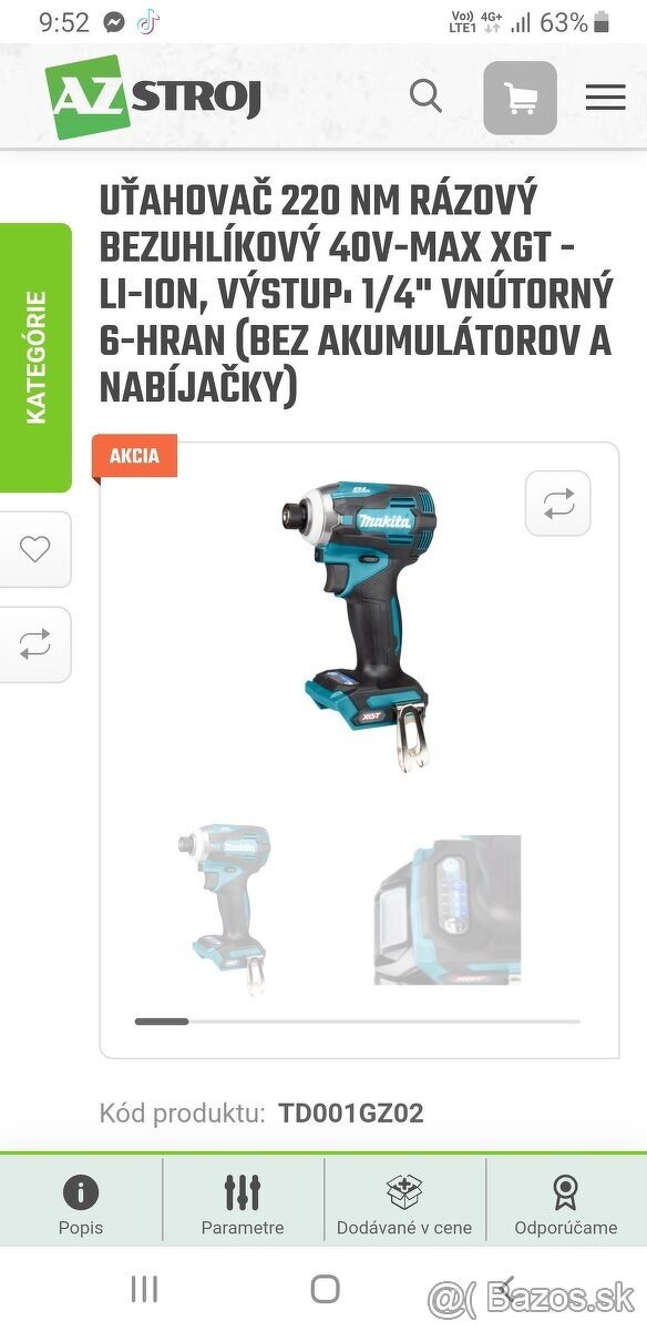 Makita razovy utahovak XGT 40V TD001GZ02