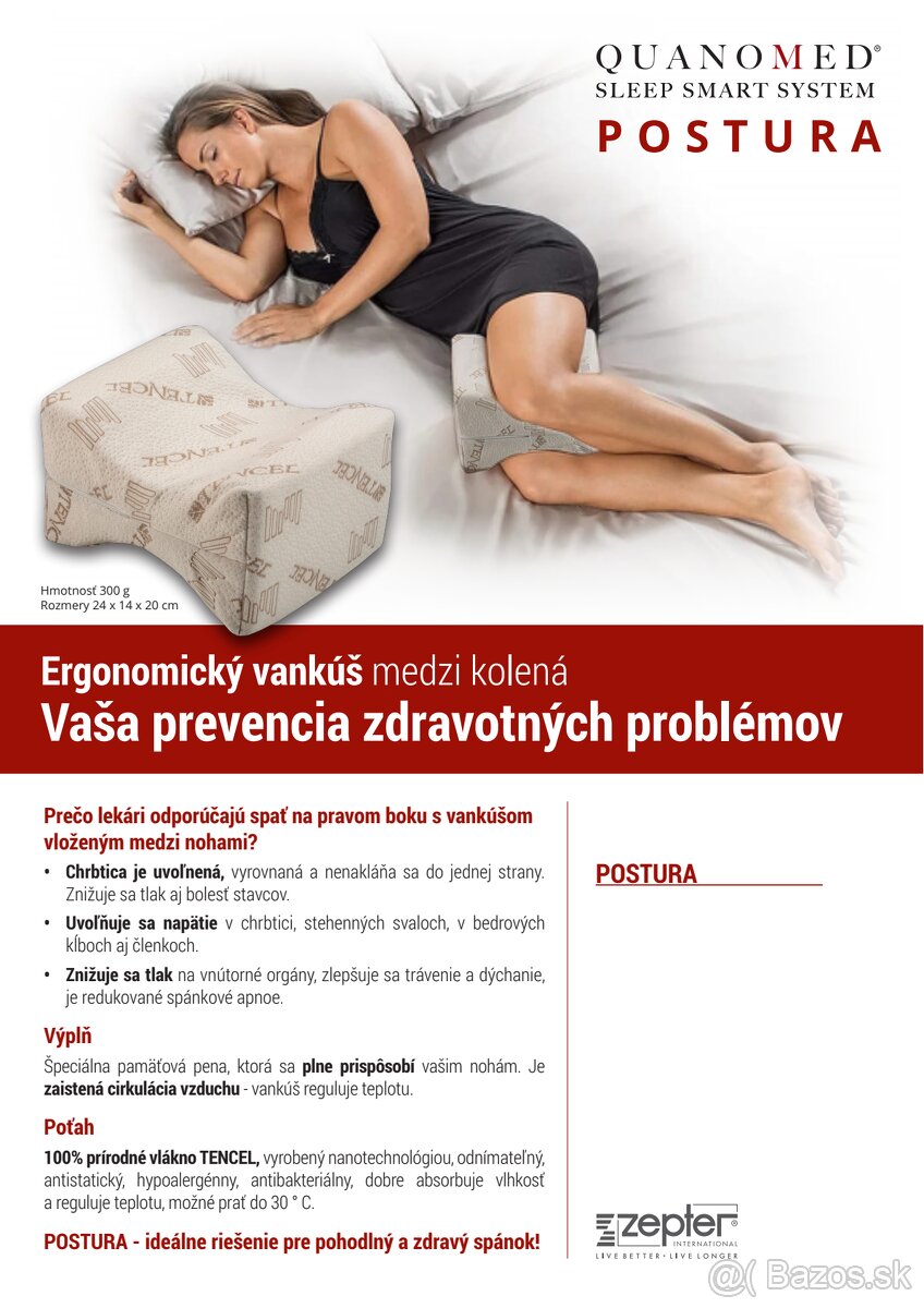 Zepter- POSTURA Ergonomický vankúš medzi kolená -nový