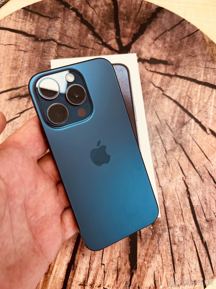 iPhone 15 pro 128 blue Titan batéria 93% top stav