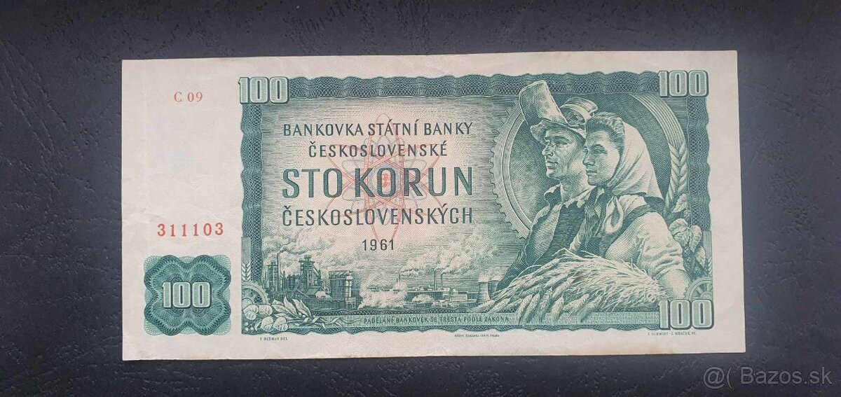 100 kcs 1961 korun ceskoslovensko CSSR