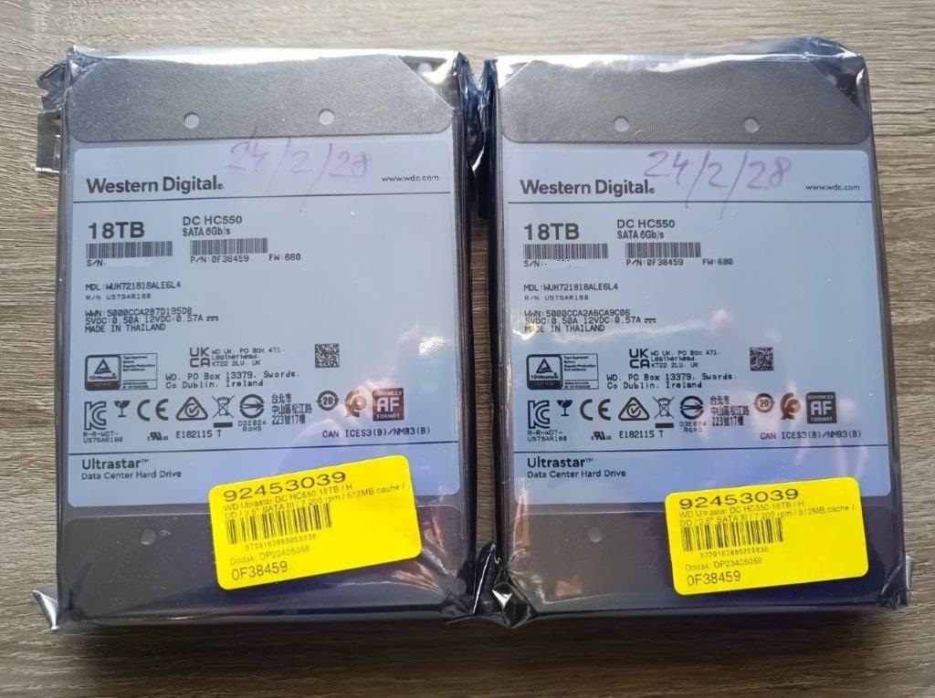 18TB Western Digital WD Ultrastar DC HC550 CMR Nove, Záruka.