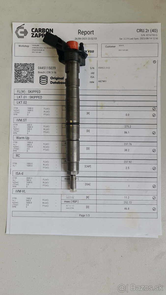 Predám vstrekovač 0445115039 BOSCH