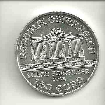 strieborna minca 1 oz Philharmoniker 16ks 2008-2023