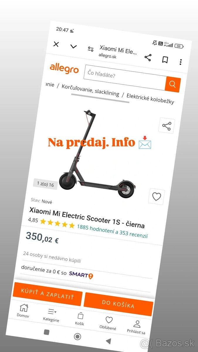 Kolobežka Xiaomi - len osobný odber