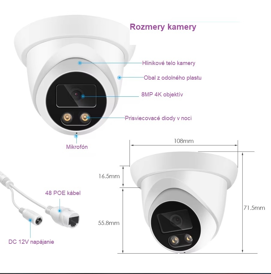 Kamery 8mp aj s montážou