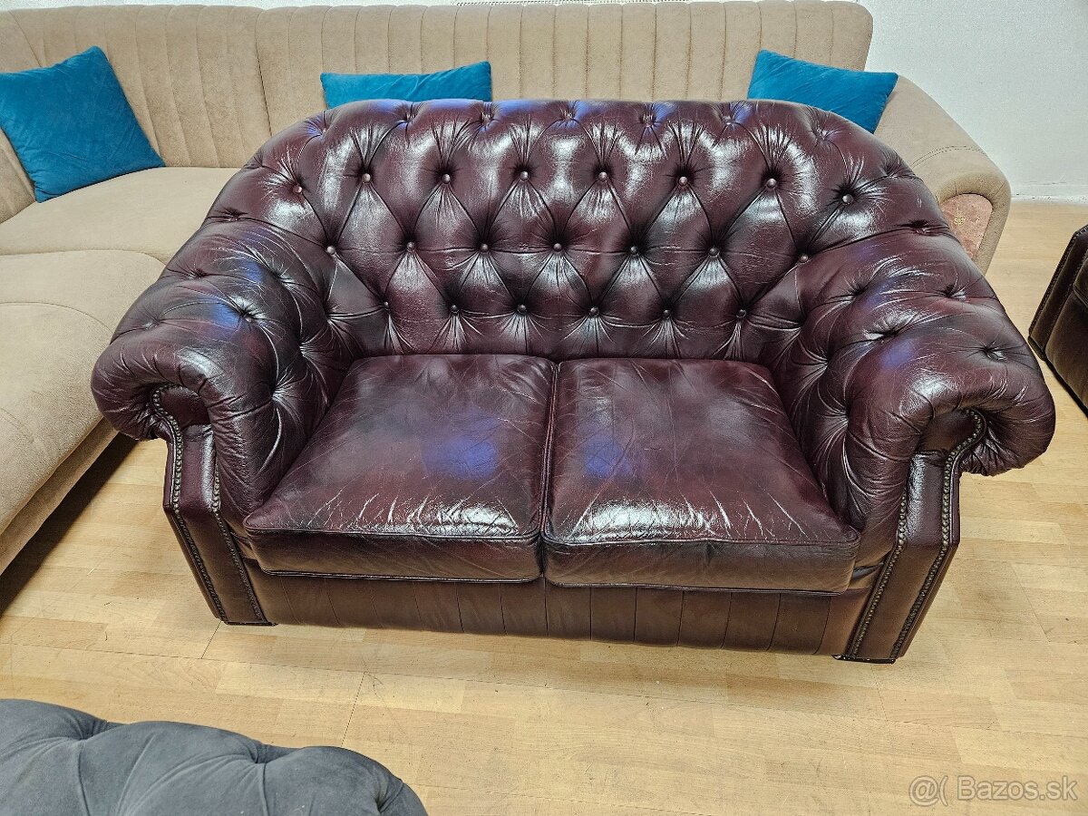 CHESTERFIELD ŠTÝL,KOŽENÁ 3+2+1