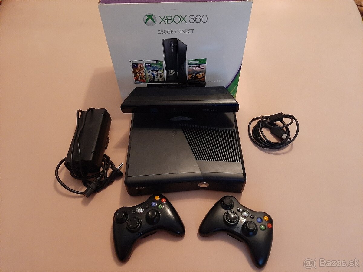 Xbox 360, 250 GB HDD, prislusenstvo a vela hier