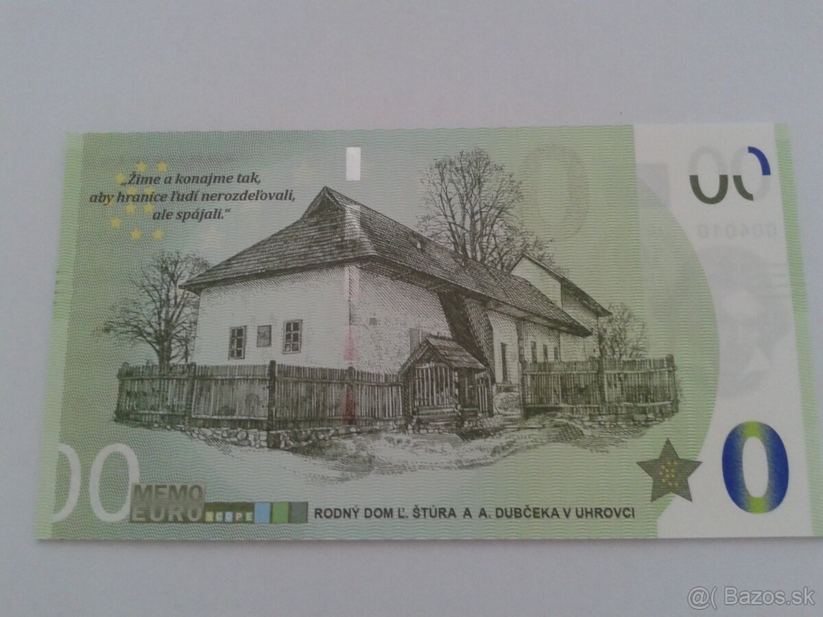 0 euro bankovka Dubček 10 ks