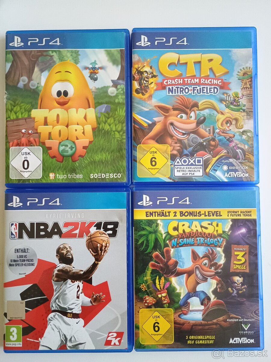 PS4 hry Toki Tori, NBA 2K18, CRASH, CTR