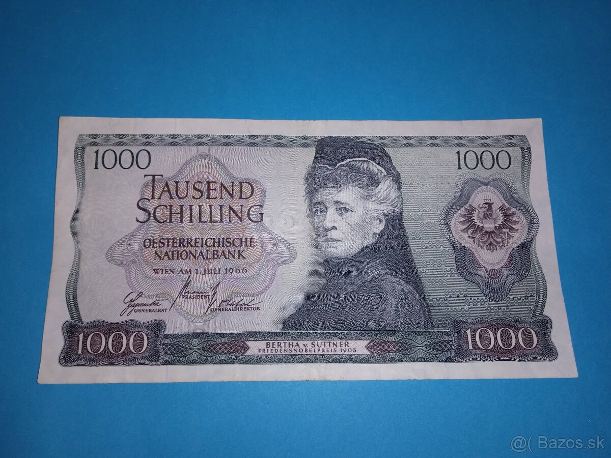 Bankovka RAKOUSKO - 1000 Schilling 1966