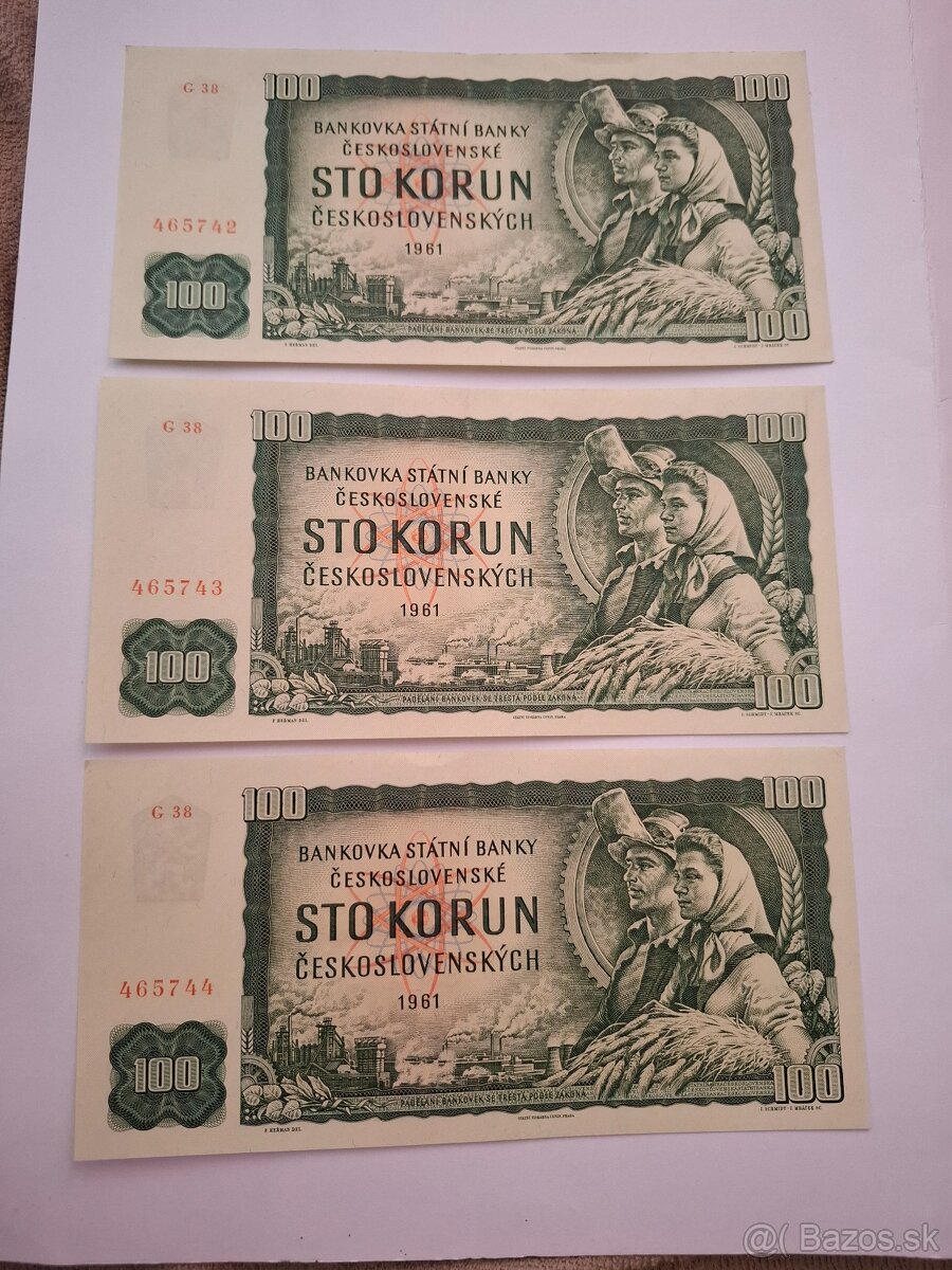 Ponukam na predaj bankovky 100 Korun 1961 UNC