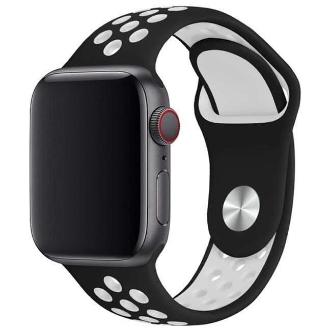 Apple Watch sportovy remienok 42/44/45mm cierno-biela S/M