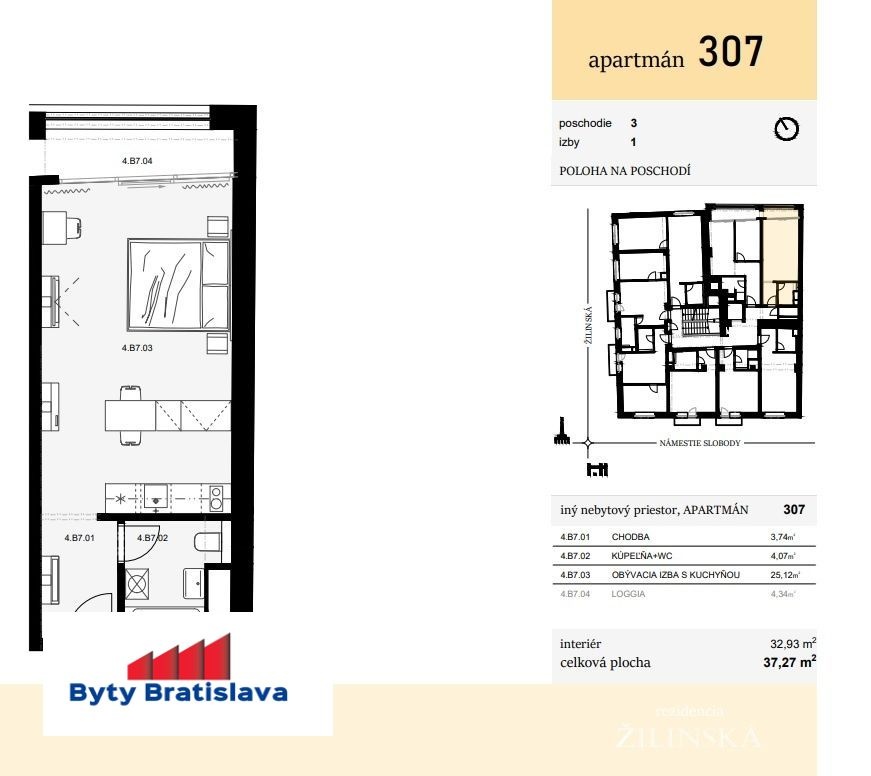 Na predaj novostavba, 1 izb. apartman, ul. Žilinská, BA I